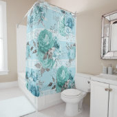 Blauwe Rozen met linkgegevens Douchegordijn (In situ)