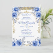 Blauwe Rozen Mexicaan Mis Quince Princess Quincean Kaart (Staand voorkant)