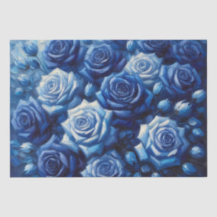 Blauwe Rozen Olie Schildering Decoupage Tissuepapier