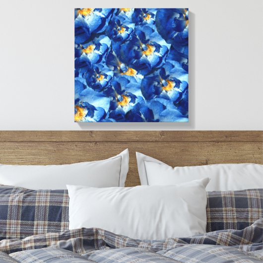 Blauwe Rozen omwikkeld doek Canvas Afdruk (Insitu (Slaapkamer))