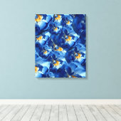 Blauwe Rozen omwikkeld doek Canvas Afdruk (Insitu (Houten vloer))