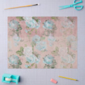 Blauwe Rozen op Blush roze loskoppeling Tissuepapier (Craft)