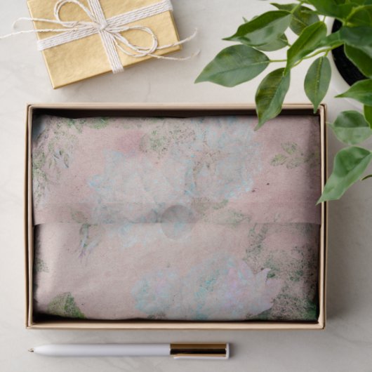 Blauwe Rozen op Blush roze loskoppeling Tissuepapier (Geschenk)