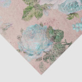 Blauwe Rozen op Blush roze loskoppeling Tissuepapier (Detail)