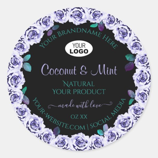 Blauwe Rozen op de zwarte Logo van de Etiketten va (Voorkant)