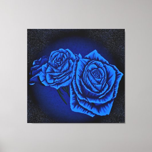 Blauwe Rozen op Donkere Achtergrond Canvas Afdruk (Voorkant)