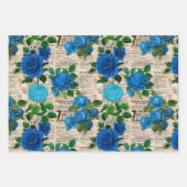 Blauwe Rozen op  krantenpapier Inpakpapier Vel (Voorkant 2)