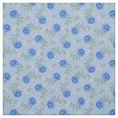 Blauwe Rozen op lichtblauwe Calico Stof (Swatch)