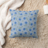 Blauwe Rozen op Lichtblauwe Oversized Calico Kussen (Deken)