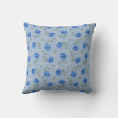 Blauwe Rozen op Lichtblauwe Oversized Calico Kussen (Achterkant)