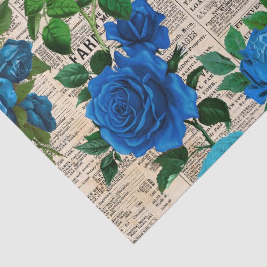 Blauwe Rozen op ontkoppeling van  krantenpapier Tissuepapier (Detail)