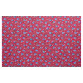 Blauwe Rozen op Rode Calico Stof (Fat Quarter)