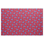 Blauwe Rozen op Rode Oversized Calico Stof (Yard (91,4 cm))