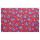Blauwe Rozen op Rode Oversized Calico Stof (Fat Quarter)