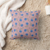 Blauwe Rozen op Roze Oversized Calico Kussen (Deken)
