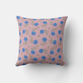 Blauwe Rozen op Roze Oversized Calico Kussen (Achterkant)