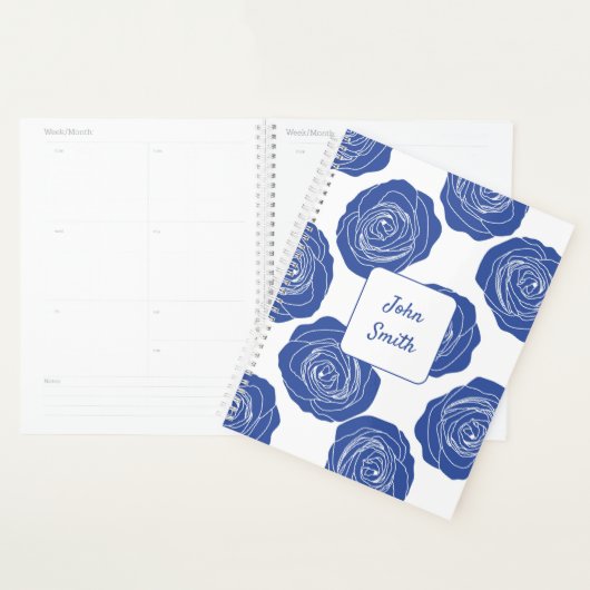 Blauwe Rozen op wit_ Floral Pattern Script Planner (Display)