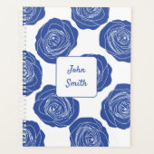 Blauwe Rozen op wit_ Floral Pattern Script Planner (Voorkant)