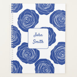 Blauwe Rozen op wit_ Floral Pattern Script Planner