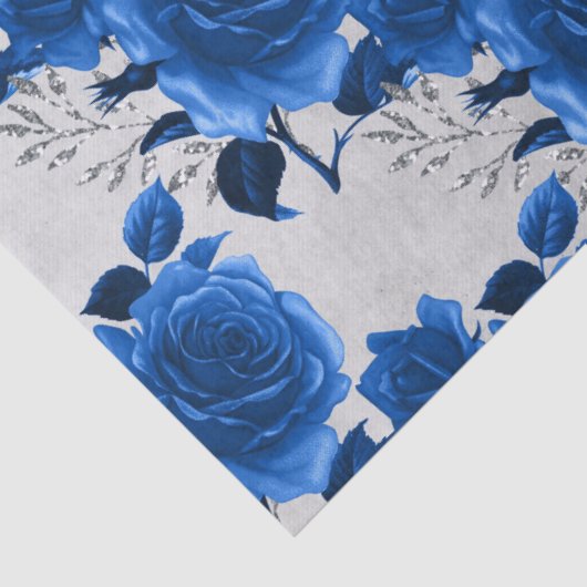 Blauwe Rozen op witte ontkoppeling Tissuepapier (Detail)