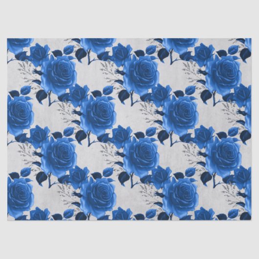 Blauwe Rozen op witte ontkoppeling Tissuepapier (Voorkant)