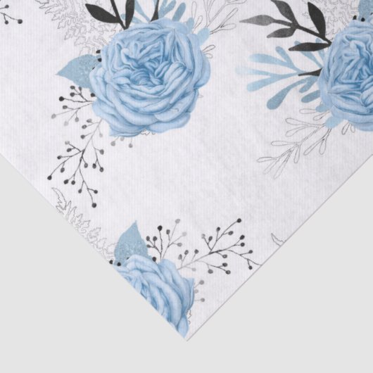 Blauwe Rozen op witte ontkoppeling Tissuepapier (Detail)