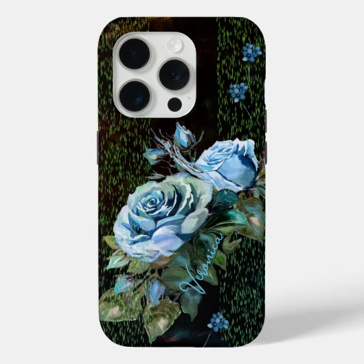 Blauwe Rozen op zwart Case-Mate iPhone Case (Achterkant)