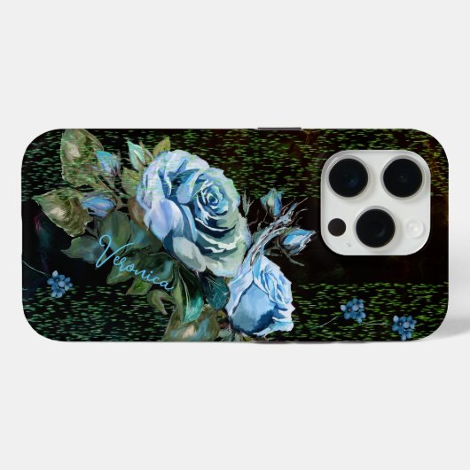 Blauwe Rozen op zwart Case-Mate iPhone Case (Achterkant (horizontaal))