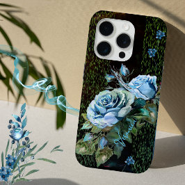 Blauwe Rozen op zwart iPhone 15 Pro Case