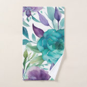 Blauwe Rozen Paarse Waterverf Blooms Bad Handdoek (Handdoek)