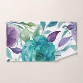 Blauwe Rozen Paarse Waterverf Blooms Bad Handdoek (Handdoek)
