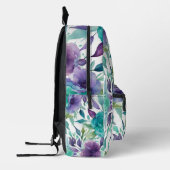 Blauwe Rozen Paarse Waterverf Blooms Bedrukte Rugzak (Links)