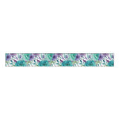 Blauwe Rozen Paarse Waterverf Blooms Grosgrain Lint (Voorkant)