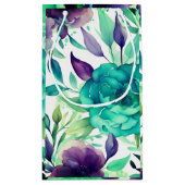 Blauwe Rozen Paarse Waterverf Blooms Klein Cadeauzakje (Achterkant)