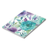 Blauwe Rozen Paarse Waterverf Blooms Notitieblok (Linkerzijde)