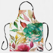 Blauwe Rozen Paarse Waterverf Blooms Schort (Voorkant)