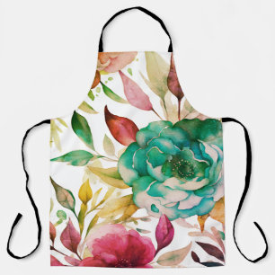 Blauwe Rozen Paarse Waterverf Blooms Schort