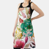 Blauwe Rozen Paarse Waterverf Blooms Schort (Insitu)