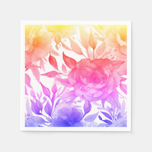 Blauwe Rozen Paarse Waterverf Blooms Servet (Voorkant)