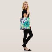 Blauwe Rozen Paarse Waterverf Blooms Tote Bag (Op model)