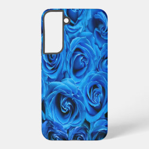 Blauwe rozen patroon samsung galaxy hoesje