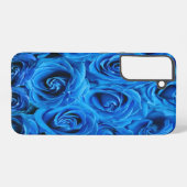 Blauwe rozen patroon samsung galaxy hoesje (Achterkant horizontaal)