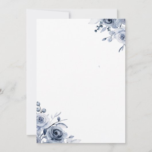 Blauwe Rozen Quinceañera Kaart (Achterkant)