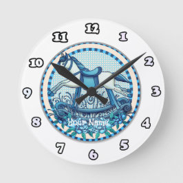 Blauwe Rozen Rocking Horse klok