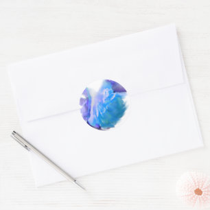 Blauwe Rozen, romantische waterverf met bloemen Ronde Sticker