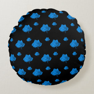 Blauwe Rozen Rond Kussen