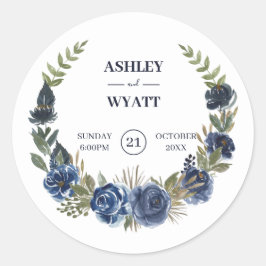 Blauwe Rozen Ronde Sticker