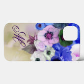 BLAUWE ROZEN, ROZE WITTE ANEMONE BLOEMEN MONOGRAM Case-Mate iPhone CASE (Achterkant (horizontaal))