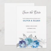 Blauwe Rozen Save The Date (Voorkant / Achterkant)