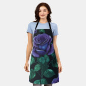 Blauwe rozen schort (Gedragen)
